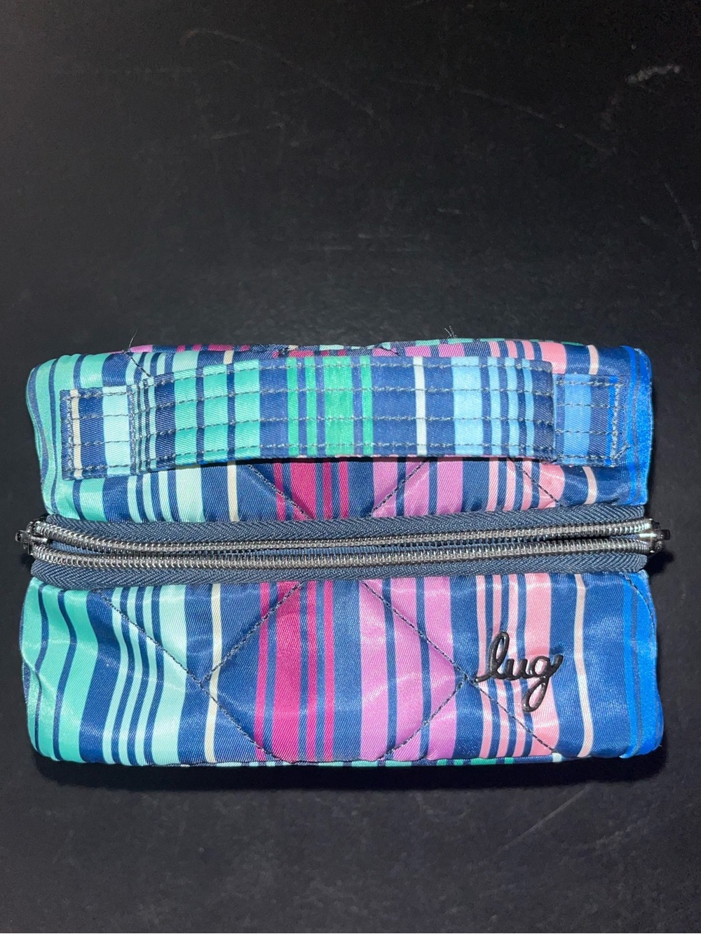 Lug striped wingback cosmetic bag-hanging toiletry bag
